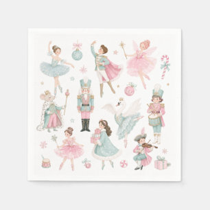 Nutcracker Christmas Pastel Ballet Pink Paper Napkins