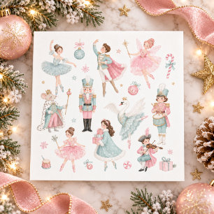 Nutcracker Christmas Pastel Ballet Pink Paper Napkins