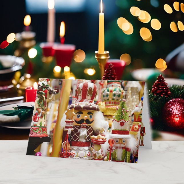Nutcracker Christmas Personalize Text Signature Holiday Card (Creator Uploaded)
