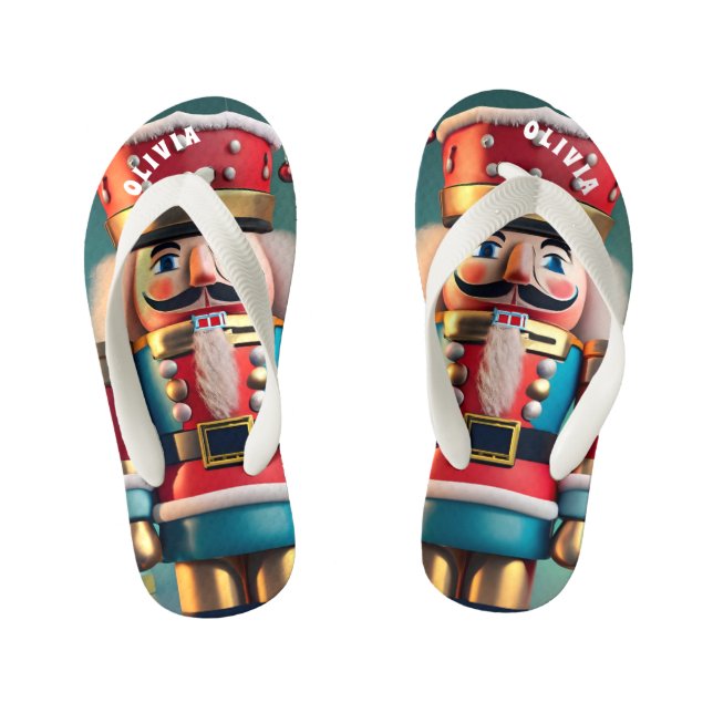 Nutcracker Christmas Personalized Kid's Flip Flops (Footbed)