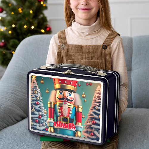 Nutcracker Christmas Personalized Kids Metal Lunch Box