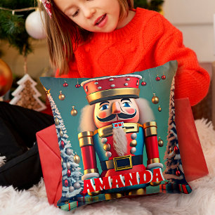 Nutcracker Christmas Personalized Kids Throw Pillow