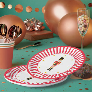 Nutcracker Christmas Plate Red and White