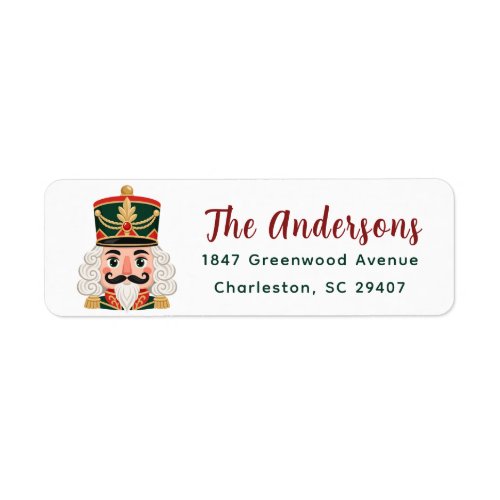 Nutcracker Christmas Red Green Return Adress Label
