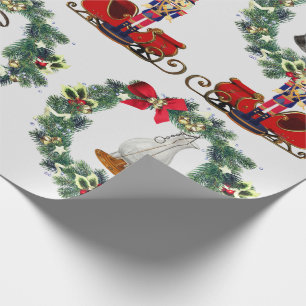 Nutcracker Christmas Sleigh Vintage Lanterns Wrapping Paper
