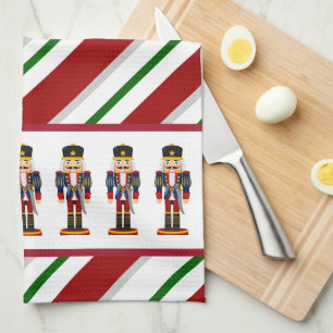 Nutcracker Christmas Soldier Candy Stripe Kitchen Towel