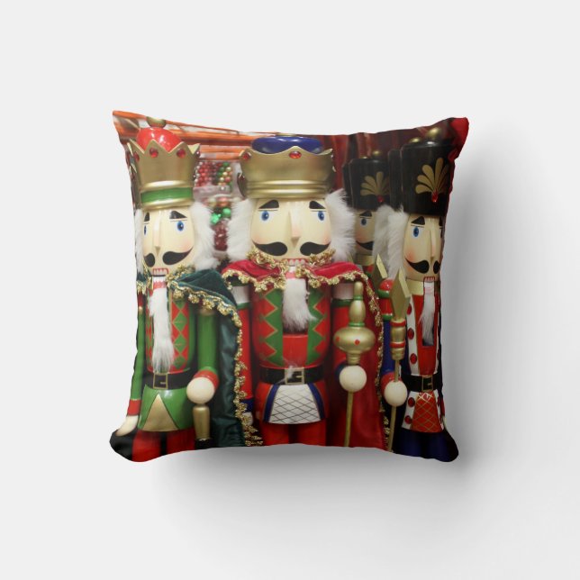 Nutcracker Christmas Soldiers Throw Pillow (Front)