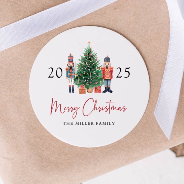 Nutcracker Christmas Sticker (2025 Nutcracker Round Merry Christmas Sticker by Painted Paperie
)