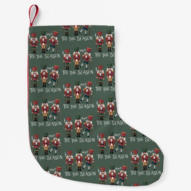 Nutcracker Christmas Tis the Season Group Xmas  Small Christmas Stocking (Front)