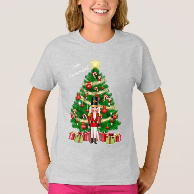 Nutcracker Christmas Tree Add Text Kids T-Shirt (Front)