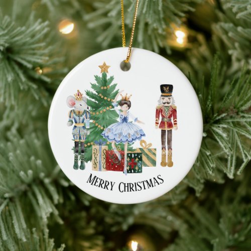 Nutcracker Christmas Tree Ceramic Ornament