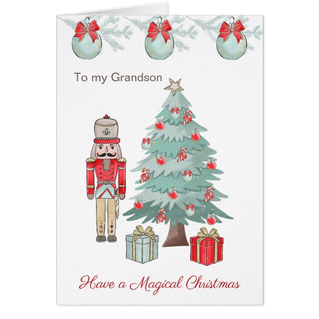 Nutcracker, Christmas tree, rocking horse Card (Front)