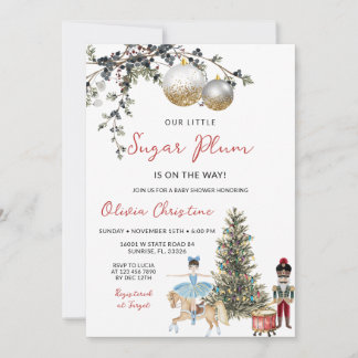 Nutcracker Christmas Winter Ornament Baby Shower Invitation