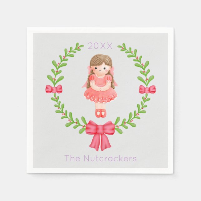 Nutcracker Clara Christmas Napkins (Front)