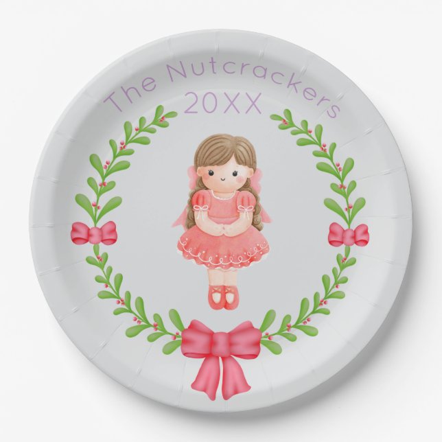 Nutcracker Clara Christmas Paper Plates (Front)