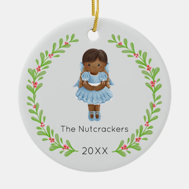 Nutcracker Clara Christmas Photo Ceramic Ornament (Front)
