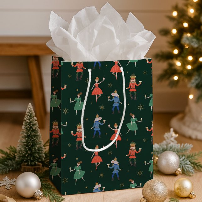 Nutcracker Cocktail Party Christmas Medium Gift Bag (Creator Uploaded)