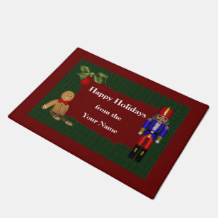 Nutcracker Cookie Christmas Holiday Personalized Doormat
