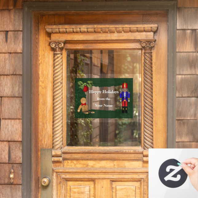 Nutcracker Cookie Christmas Holiday Personalized Window Cling (Home Door)