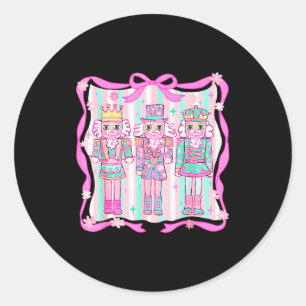 Nutcracker Coquette Nk Bow Xmas Holiday Merry Chri Classic Round Sticker
