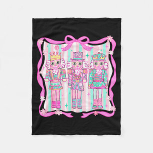 Nutcracker Coquette Nk Bow Xmas Holiday Merry Chri Fleece Blanket
