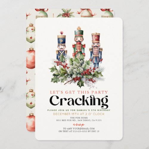 Nutcracker Cracking Christmas Holiday Birthday Invitation