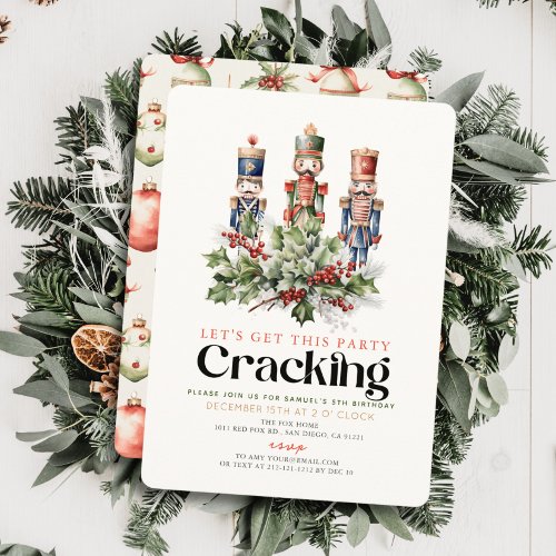 Nutcracker Cracking Christmas Holiday Birthday Invitation