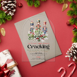 Nutcracker Cracking Christmas Holiday Party Acrylic Invitations