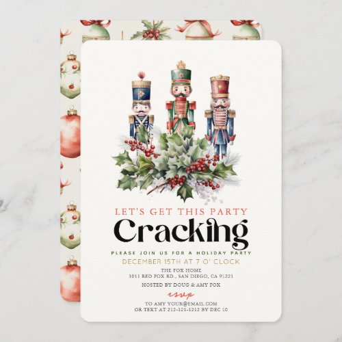 Nutcracker Cracking Christmas Holiday Party Invitation