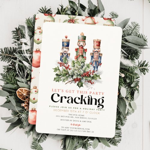 Nutcracker Cracking Christmas Holiday Party Invitation