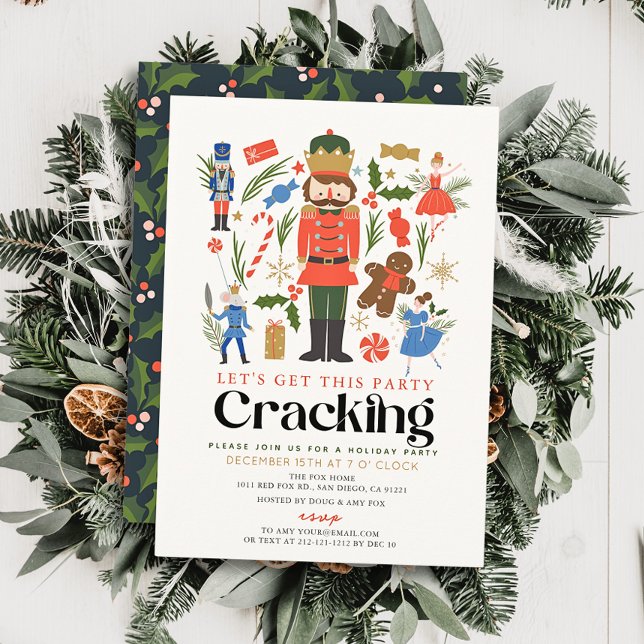 Nutcracker Cracking Christmas Holiday Party Invitation (Creator Uploaded)