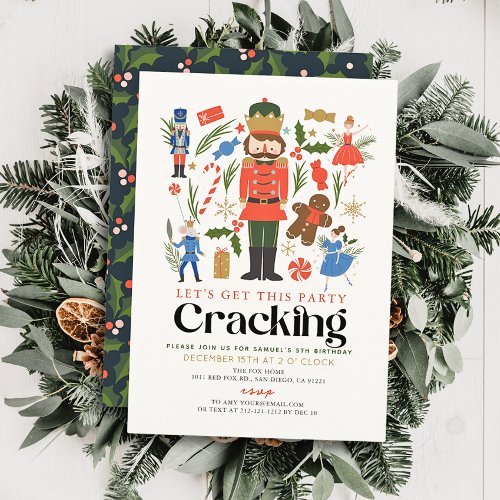 Nutcracker Cracking Christmas Kids Birthday Invitation