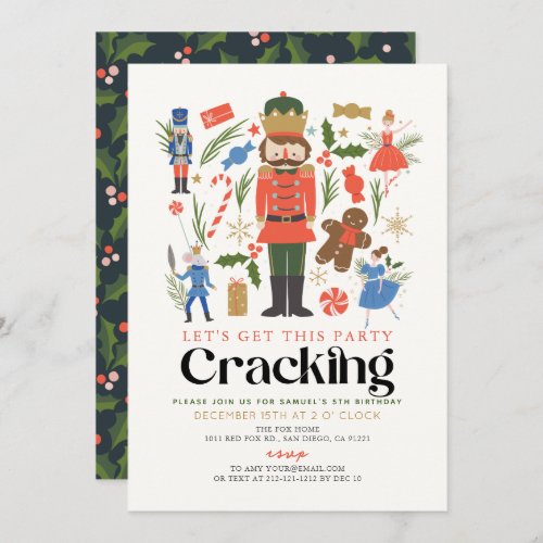 Nutcracker Cracking Christmas Kids Birthday Invitation