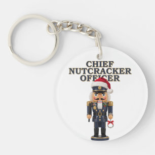 Nutcracker Curling Player Holiday Winter Sports   Keychain
