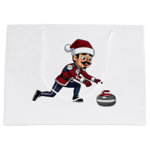 Nutcracker Curling Player Holiday Winter Sports Large Gift Bag