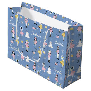 Nutcracker Custom Name Blue Christmas Large Gift Bag
