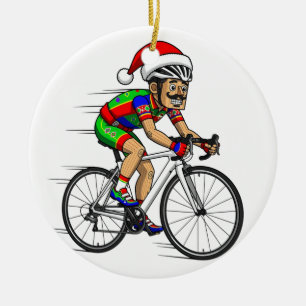 Nutcracker Cyclist Christmas Bicycle Xmas Sport Ceramic Ornament