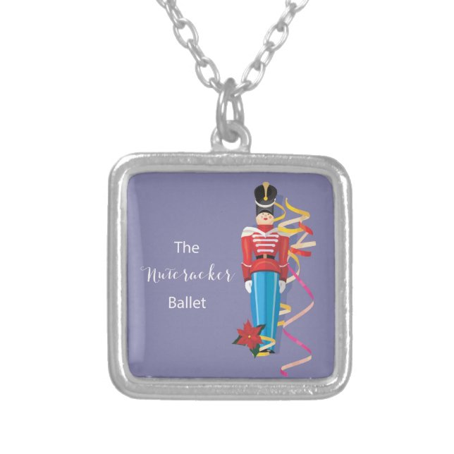 Nutcracker Dance Ballet Performance Congratulation Silver Plated Necklace (Front)