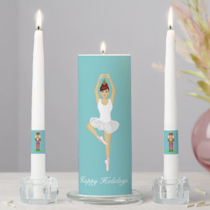 Nutcracker Dancer on Light Blue Unity Candle Set