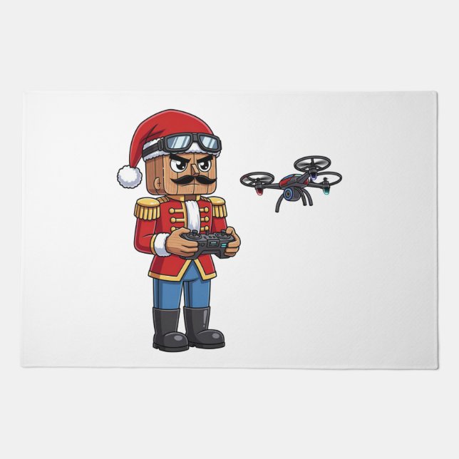  Nutcracker Drone Pilot Tech Holiday Gaming Xmas  Doormat (Front)