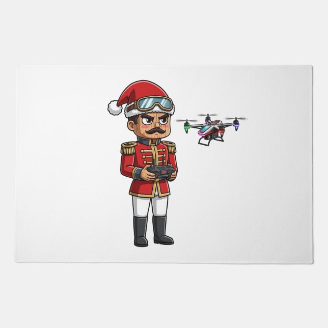  Nutcracker Drone Pilot Tech Holiday Gaming  Xmas Doormat (Front)