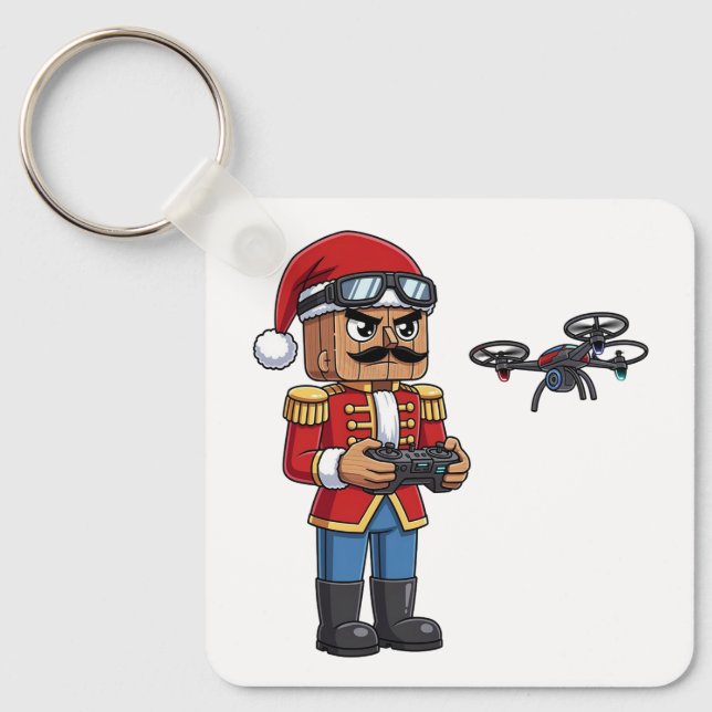  Nutcracker Drone Pilot Tech Holiday Gaming Xmas  Keychain (Front)