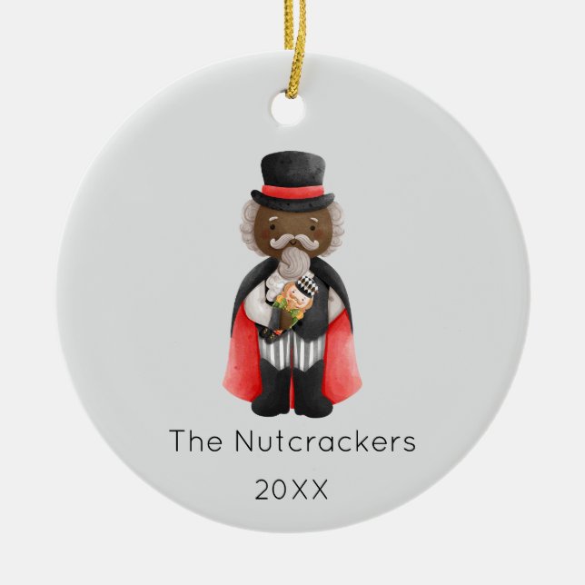 Nutcracker Drosselmeyer Christmas Photo Ceramic Ornament (Front)