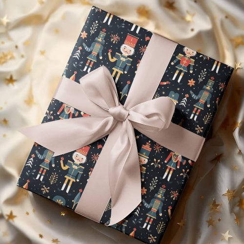 Nutcracker Elegance Festive Pattern Collection Wrapping Paper