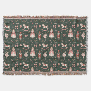 Nutcracker Elegant Ballet Christmas Throw Blanket