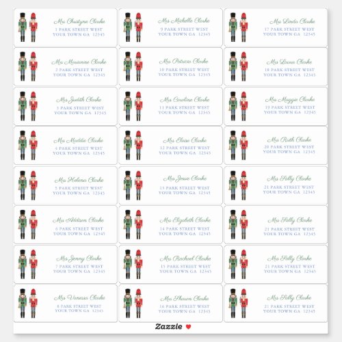 Nutcracker Family Christmas Cards Address Sticker