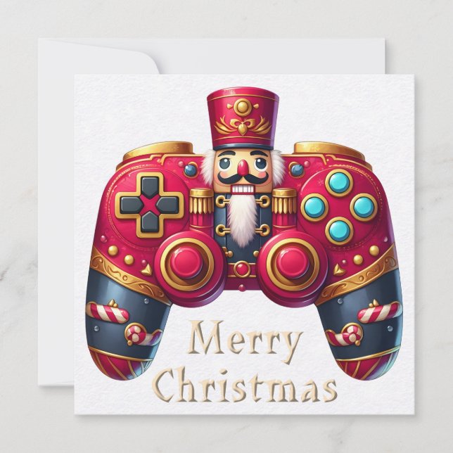 Nutcracker Game Controller Christmas Greeting Card (Front)