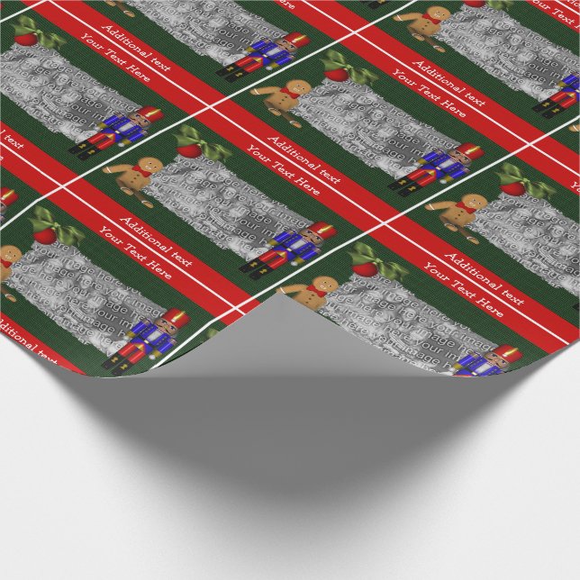 Nutcracker Gingerbread Man Your Photo Holiday Wrapping Paper (Corner)
