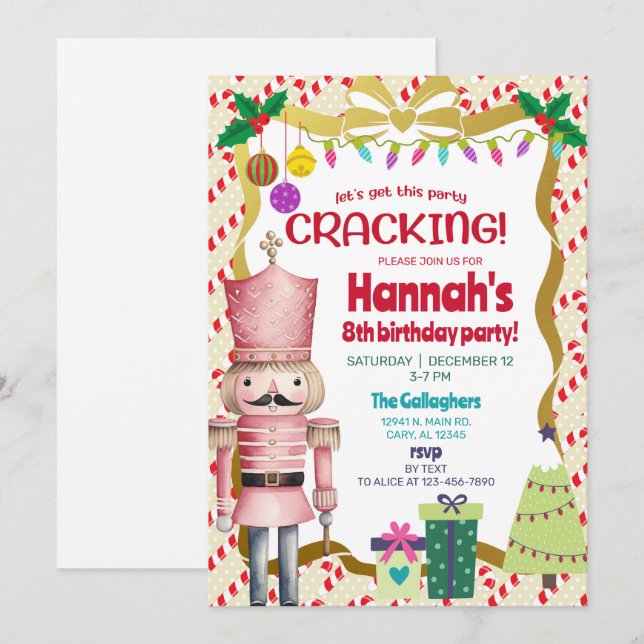 Nutcracker girl Christmas birthday invite. Invitation (Front/Back)
