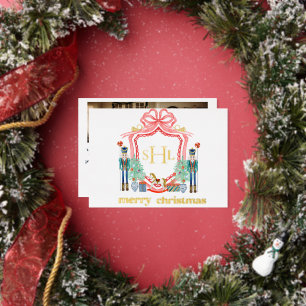 Nutcracker Gold Foil Monogram Photo Christmas Card